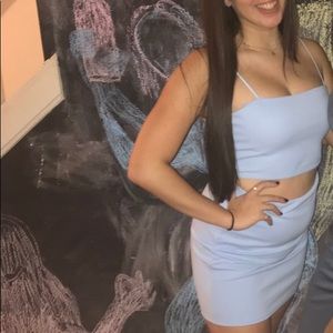 Baby blue two piece (skirt and cropped tank top)